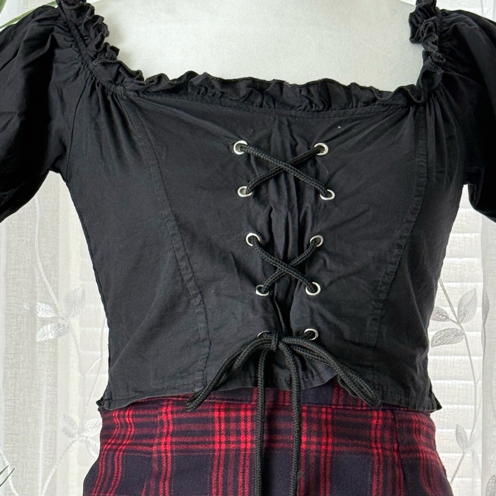 Black Lace-Up Top